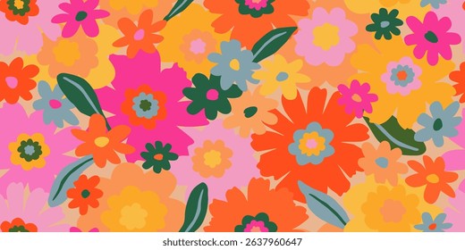 Exotic hand drawn flowers, seamless patterns with floral for fabric, textiles, clothing, wrapping paper, cover, banner, home decor, abstract backgrounds.
