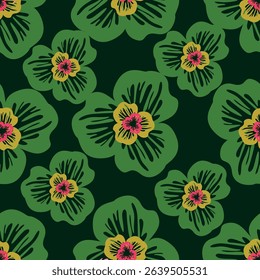Exotic hand drawn flowers, seamless patterns with floral for fabric, textiles, clothing, wrapping paper, cover, banner, home decor, abstract backgrounds. Vector illustration
