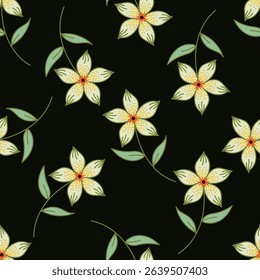 Exotic hand drawn flowers, seamless patterns with floral for fabric, textiles, clothing, wrapping paper, cover, banner, home decor, abstract backgrounds. Vector illustration