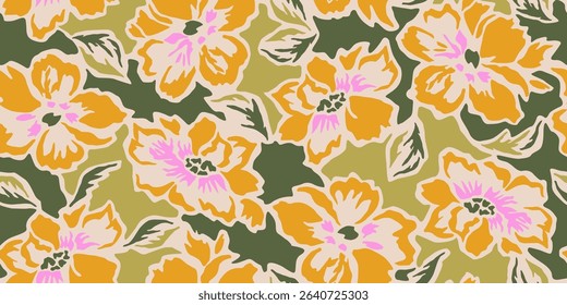Exotic hand drawn flowers, seamless patterns with floral for fabric, textiles, clothing, packaging, cover, banner, wallpaper, home decor. Abstract natural pink backgrounds.