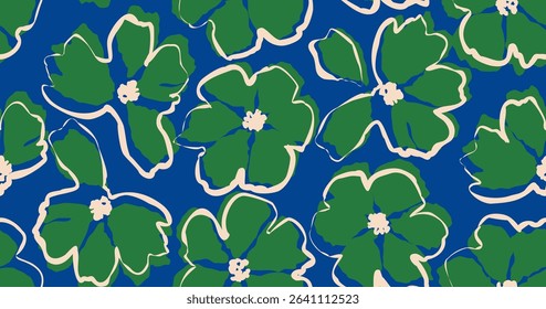 Exotic hand drawn flowers, seamless patterns with floral for fabric, textiles, clothing, wrapping paper, cover, banner, home decor, abstract backgrounds. Vector illustration.