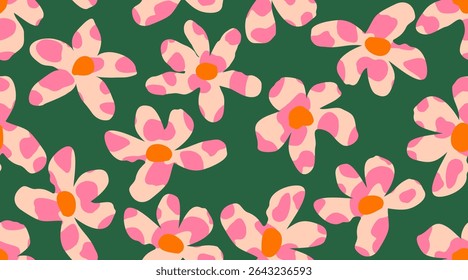 Exotic hand drawn flowers, seamless patterns with floral for fabric, textiles, clothing, wallpapers, covers, banners, home decor, abstract backgrounds. Vector illustration.