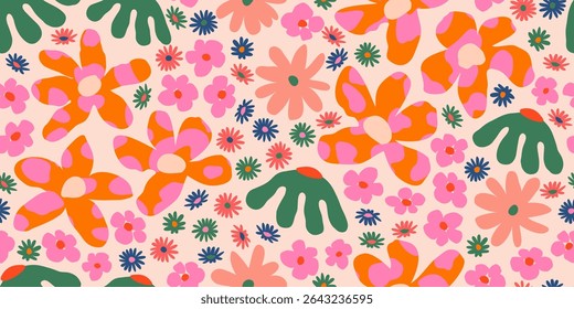 Exotic hand drawn flowers, seamless patterns with floral for fabric, textiles, clothing, wallpapers, covers, banners, home decor, abstract backgrounds. Vector illustration.