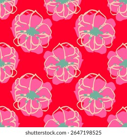 Exotic hand drawn flowers, seamless patterns with floral for fabric, textiles, clothing, wrapping paper, cover, banner, interior decor, abstract backgrounds. vector illustration.
