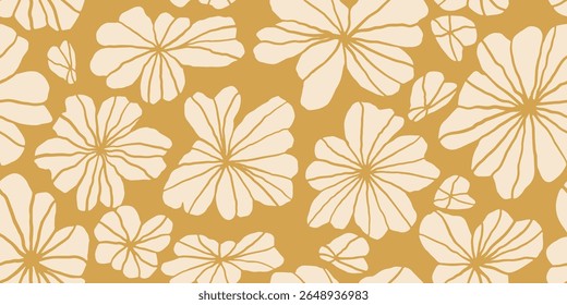 Exotic hand drawn flowers, seamless patterns with floral for fabric, textiles, clothing, wrapping paper, cover, banner, home decor, abstract backgrounds.