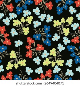 Exotic hand drawn flowers, seamless patterns with floral for fabric, textiles, clothing, wrapping paper, cover, banner, home decor, abstract backgrounds. Vector illustration.