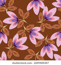 Exotic hand drawn flowers, seamless patterns with floral for fabric, textiles, clothing, wrapping paper, cover, banner, home decor, abstract backgrounds. Vector illustration.