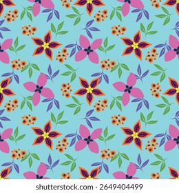 Exotic hand drawn flowers, seamless patterns with floral for fabric, textiles, clothing, wrapping paper, cover, banner, home decor, abstract backgrounds. Vector illustration.