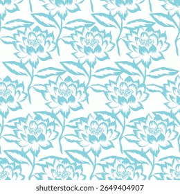 Exotic hand drawn flowers, seamless patterns with floral for fabric, textiles, clothing, wrapping paper, cover, banner, home decor, abstract backgrounds. Vector illustration.