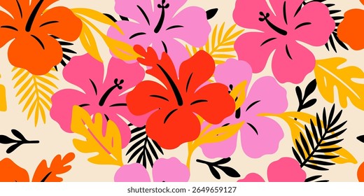 Exotic hand drawn flowers, seamless patterns with floral for fabric, textiles, clothing, wrapping paper, cover, banner, home decor, abstract backgrounds.