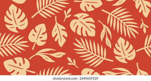 Exotic hand drawn flowers, seamless patterns with leaf for fabric, textiles, clothing, wrapping paper, cover, banner, home decor, abstract backgrounds. Vector illustration.
