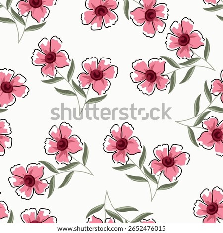 Exotic hand drawn flowers, seamless patterns with floral for fabric, textiles, clothing, wrapping paper, cover, banner, home decor, abstract backgrounds. Vector illustration.