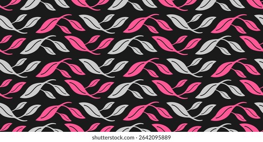 Exotic hand drawn leaves, seamless patterns with leaves for fabric, textiles, clothing, wrapping paper, cover, banner, home decor, abstract dark grey backgrounds. Vector illustration

ภาษาของคำสำคัญ: 