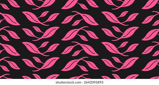 Exotic hand drawn leaves, seamless patterns with leaves for fabric, textiles, clothing, wrapping paper, cover, banner, home decor, abstract dark grey backgrounds. Vector illustration