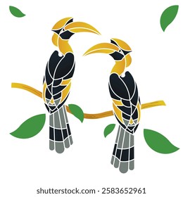 Exótico Hornbill Ilustración - Descarga instantánea! Perfecto para diseños tropicales, amantes de la vida silvestre y conservacionistas.