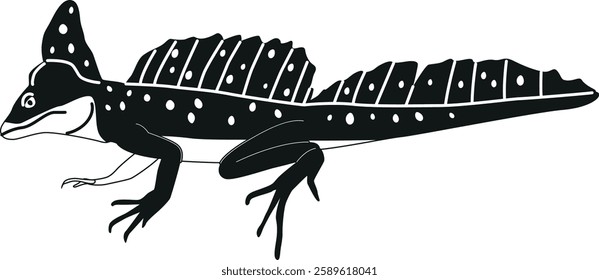 Exotic iguana black-and-white vector illustration
