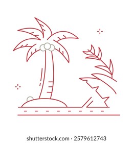 Exotic Island Palm Tree Vector Icon Design