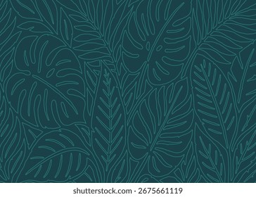 Fondo de patrón de hojas de selva exótica. Fondo de arte de Ilustración vectorial