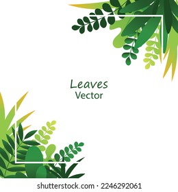 Exotic jungle tropical palm leaves. Summer floral design with green color background. Vector illustration.