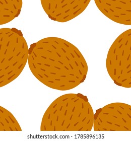 Exotic Kiwi fruit pattern. Vector seamless background made in funny doodle style. Clipart food elements. Hand painted elements.
