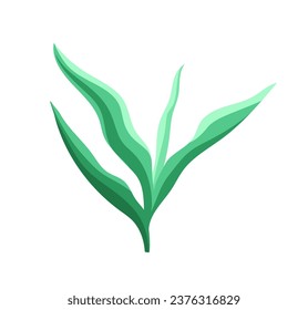 Concepto de hoja exótica. Rama tropical y parte de planta. Selva y selva. Dibujo y esbozo. Pegatina para las redes sociales. Dibujo vectorial plano de dibujos animados aislado en fondo blanco