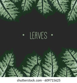Exotic Leaves Background With Title. Place Your Text Here. Vector 