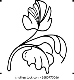 Exotic leaves drawing in outlines
