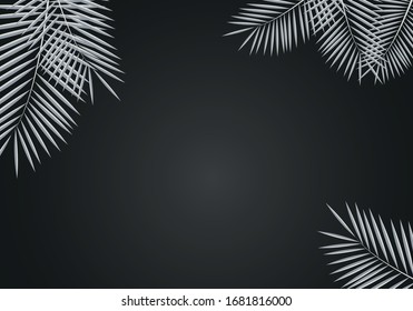 Exotic leaves on a black background. Tropical background. Vector