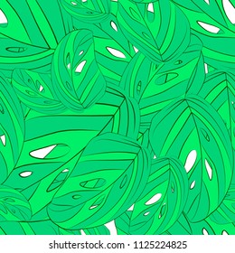 Exotic leaves on a white background seamless pattern