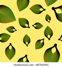 Exotic leaves on a yellow background