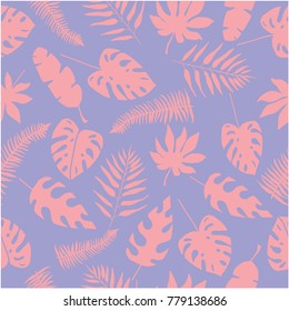 Exotic leaves in pastel colors made as seamless pattern