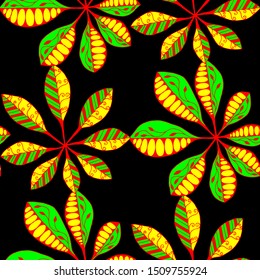 Exotic Leaves. Pattern Seamless with Asian