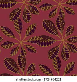 Exotic Leaves. Pattern Seamless with Asian