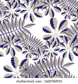 Exotic Leaves. Pattern Seamless with Indian