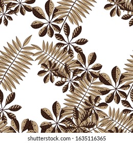 Exotic Leaves. Pattern Seamless with Indian