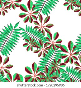 Exotic Leaves. Pattern Seamless with Indian