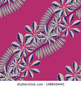 Exotic Leaves. Pattern Seamless with Indonesian