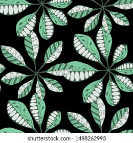 Exotic Leaves. Pattern Seamless with Indonesian