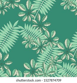 Exotic Leaves. Pattern Seamless with Indonesian