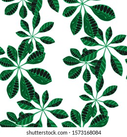 Exotic Leaves. Pattern Seamless with Indonesian