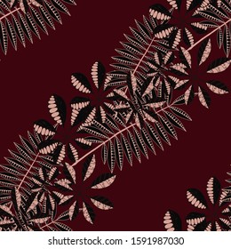 Exotic Leaves. Pattern Seamless with Indonesian
