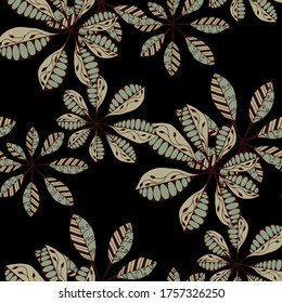 Exotic Leaves. Pattern Seamless with Indonesian