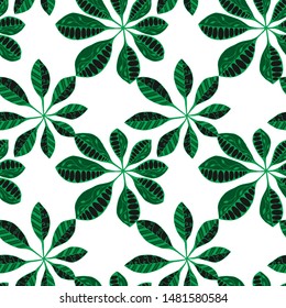 Exotic Leaves. Pattern Seamless with Orient