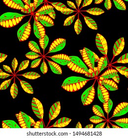 Exotic Leaves. Pattern Seamless with Orient