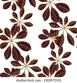 Exotic Leaves. Pattern Seamless with Orient