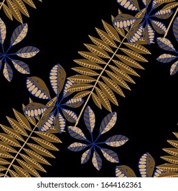 Exotic Leaves. Pattern Seamless with Orient