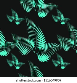 Exotic leaves, rainforest. Seamless, hand painted, watercolor pattern, background.
