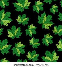 Exotic leaves, rainforest. Seamless, hand painted watercolor pattern Vector background