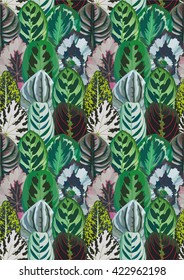 exotic leaves seamless background