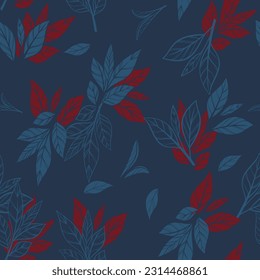 Exotic leaves. Seamless background in green nature style.Vintage pattern.Geometric ornament.Elements of leaves.Vector illustration.